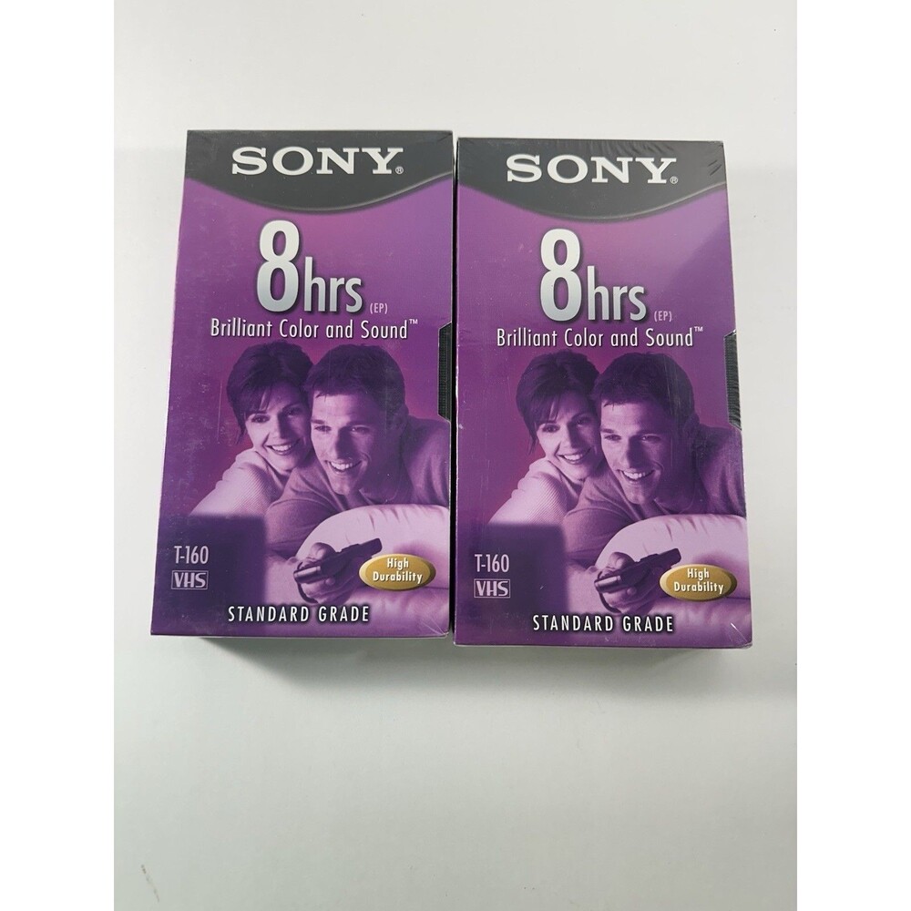 Sony 8 Hrs EP T-160 Blank VHS VCR Tapes Standard Grade High Durability Lot Of 2